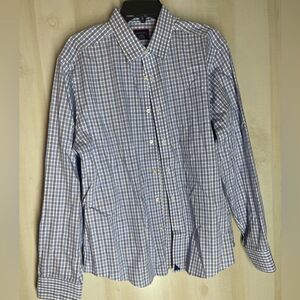 UNTUCKit blue plaid long sleeve wrinkle free button down shirt, size large‎